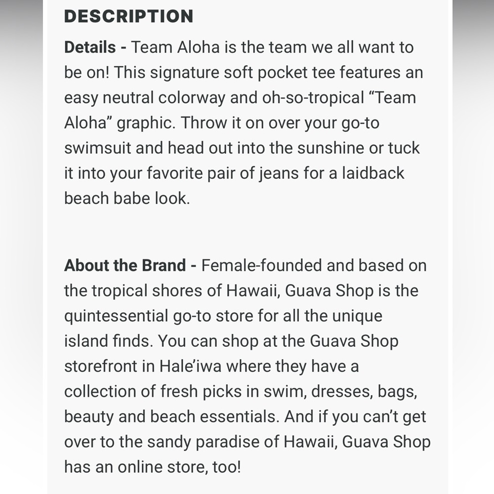 NEW Guava Shop Team Aloha Hawaiian Boutique XXL Tan Pocket T-shirt - Picture 4 of 9